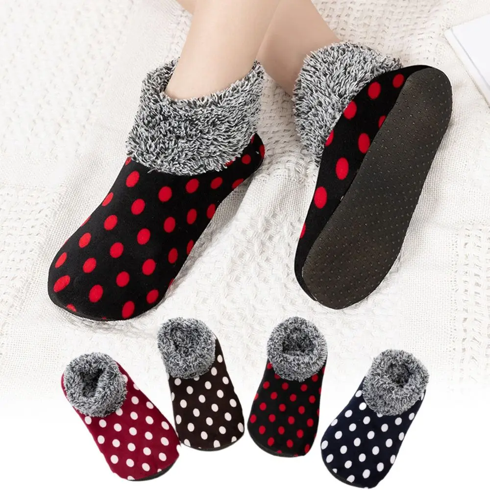 أزياء الشتاء الدافئة المنزل السرير جورب جولة نقطة داخلي عدم الانزلاق Sockings الحرارية مطاطا الطابق النعال للنساء