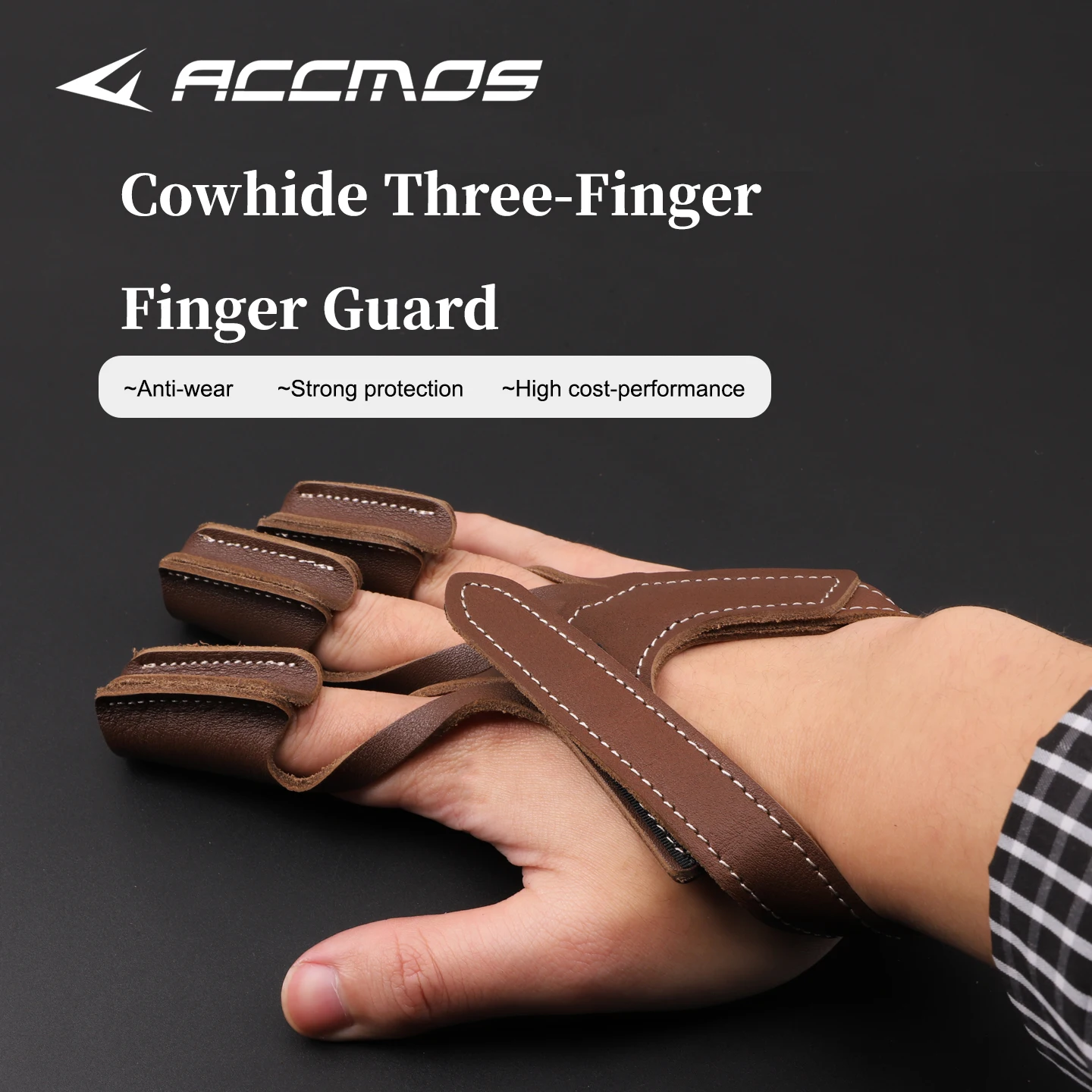 

3 Finger Archery Glove Cowhide Leather Shooting Protective Gloves Hand Guard for Bow Hunting Shooting Accessory