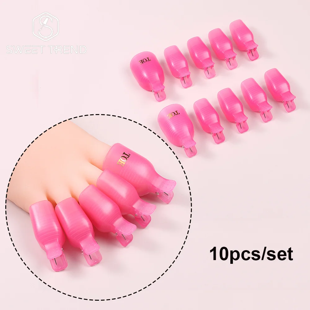 SWEET TREND-10Pcs/set Plastic Acrylic Nail Art Soak Off Cap Clip UV Gel Polish Remover Wrap Tool Gel Nail Polish Remover Clips view 2