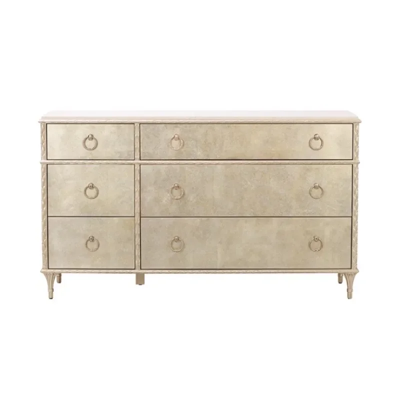 

American light luxury chest bedroom storage solid wood French side cabinet dresser