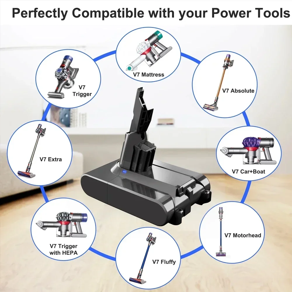 12800mAh 21.6V Replacement Battery for Dyson V7/SV11 Motorhead Pro V7 Trigger V7 Animal V7 Car + Boat Handheld Vacuum Cleaner