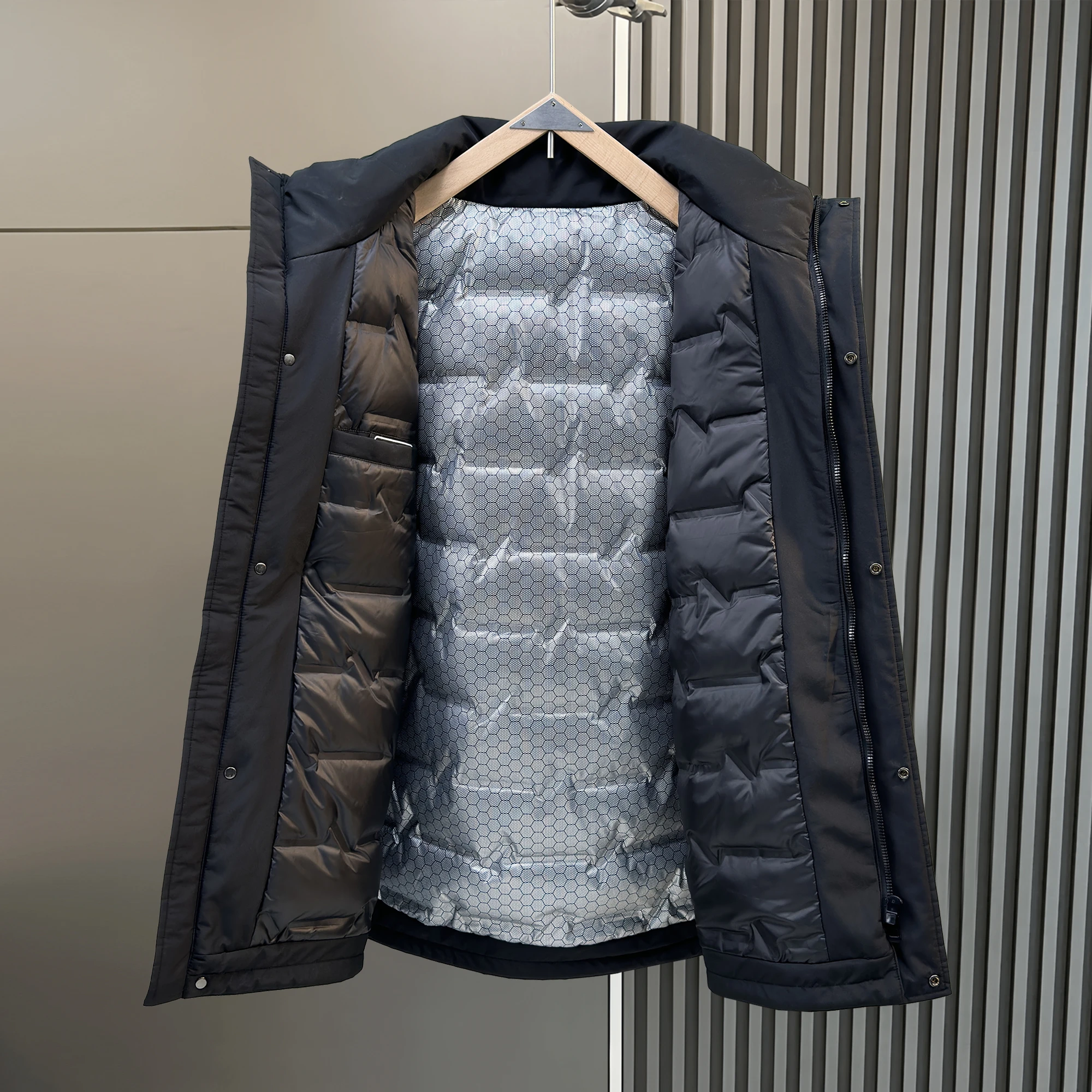 شتاء جديد الرجال عارضة أسفل سترة الكورية مقنعين فضفاضة تناسب سميكة زائد حجم معطف #3