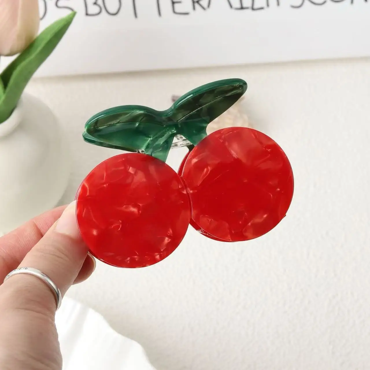 

DS 2025 NEW Fruit Series Cherry Hair Claw 8CM Acetate Claw Clips Summer Trendy Hair Clips INS Hair Accessories for Women Girls
