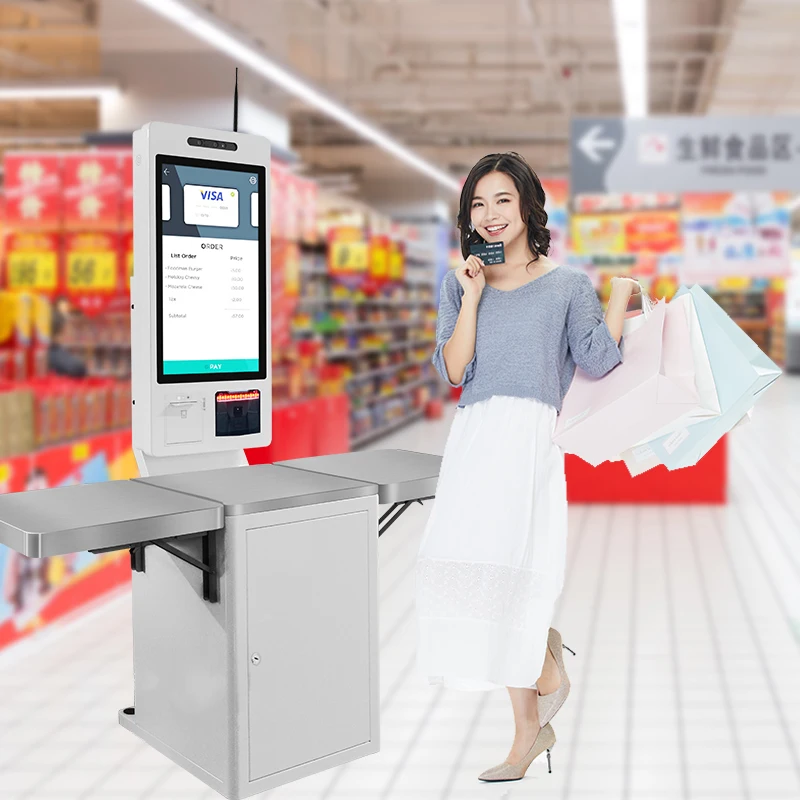 

hit product24 Inch Touch Screen Supermarket / Shopping Mall Self Service Checkout Kiosk Machine with Payment Function