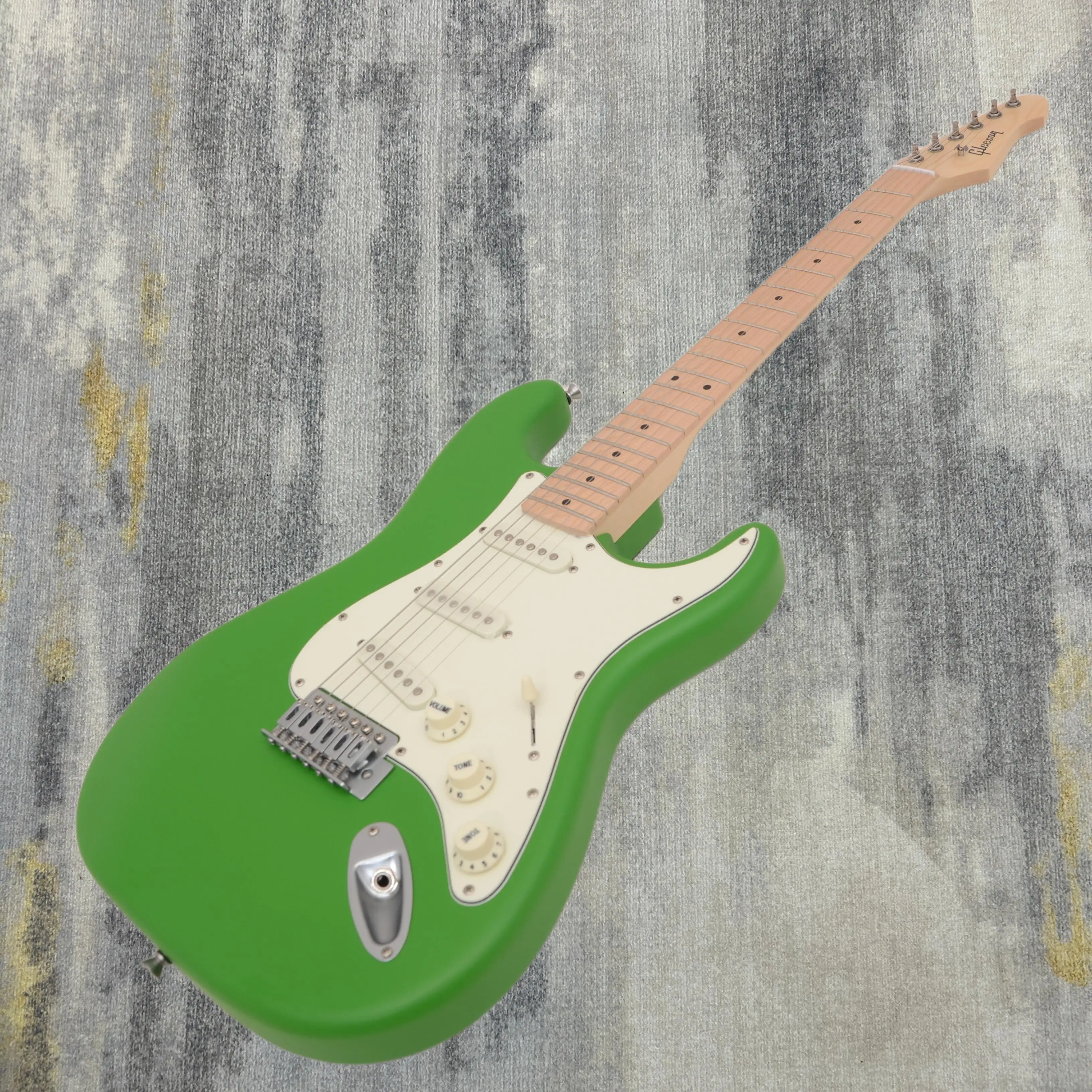 Gleeson Electric Guitar Green Matte Finish Chrome Hardware Mahogany Body Maple Fretboard