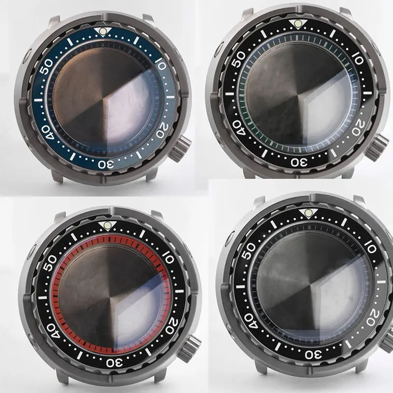 Watch Parts 47mm Titanium Material SBBN031 Tuna Watch Case Sapphire Glass Ceramic Bezel Suitable For NH35/36 Movement 20Bar