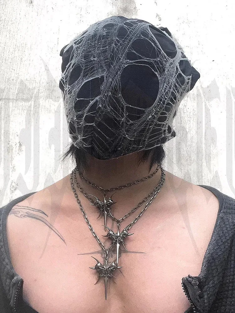 2025 New Punk Necklace Silver Color Metal Unisex Skeleton Spike Stainless Steel Ins Cool Neck Accessaries for Women Men Jewelry view 5