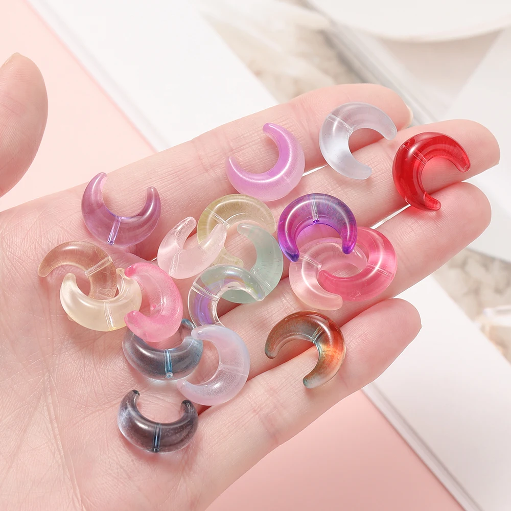 10pcslot Trendy Moon Shape Lampwork Glass Bead Clear Czech Crystal Beads for Jewelry Making Supplies DIY Charms Bracelets view 6