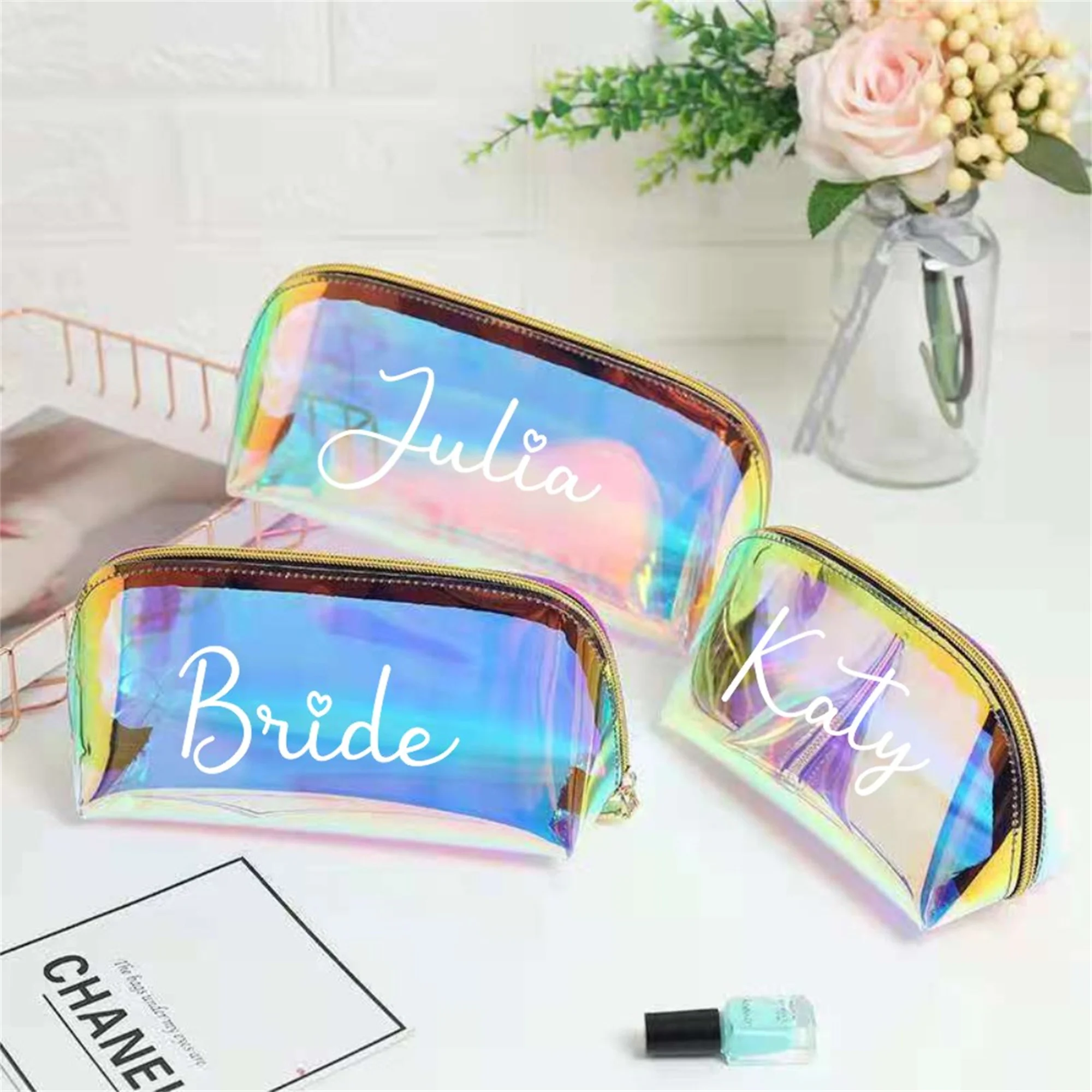 

Personalized Laser Transparent Makeup Bag, Be My Bridesmaid, Toiletry Bag, Travel Bag, Cosmetic Pouch, Bridesmaid Gifts for Her