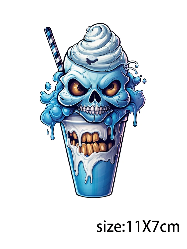 LETOP-taza de helado de calavera azul, envolturas de taza Uv Dtf, 1 piezas, transferencias Dtf, venta al por mayor, Calavera azul y Araña, 16 oz