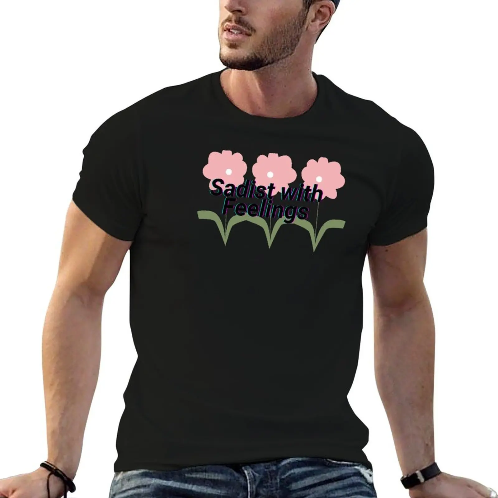 

Sadist with feelings - Aesthetic vaporwave quote flowers T-Shirt man t shirt cotton t shirt man luxury T-Shirt
