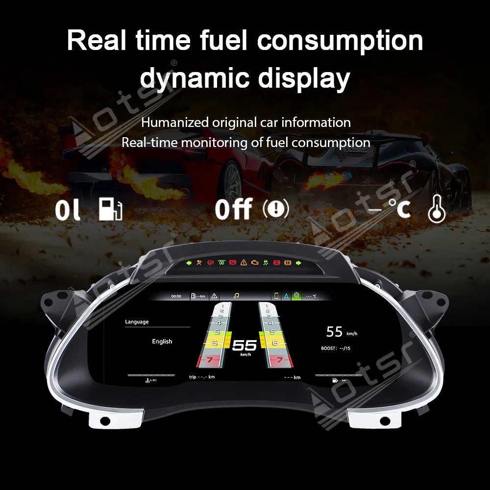 Panel Instrumen Digital 12.3 Inci Linux Plug and Play Untuk Audi A4 2009~2012, Speedometer, Meter, Kluster Instrumen Virtual, Kokpit