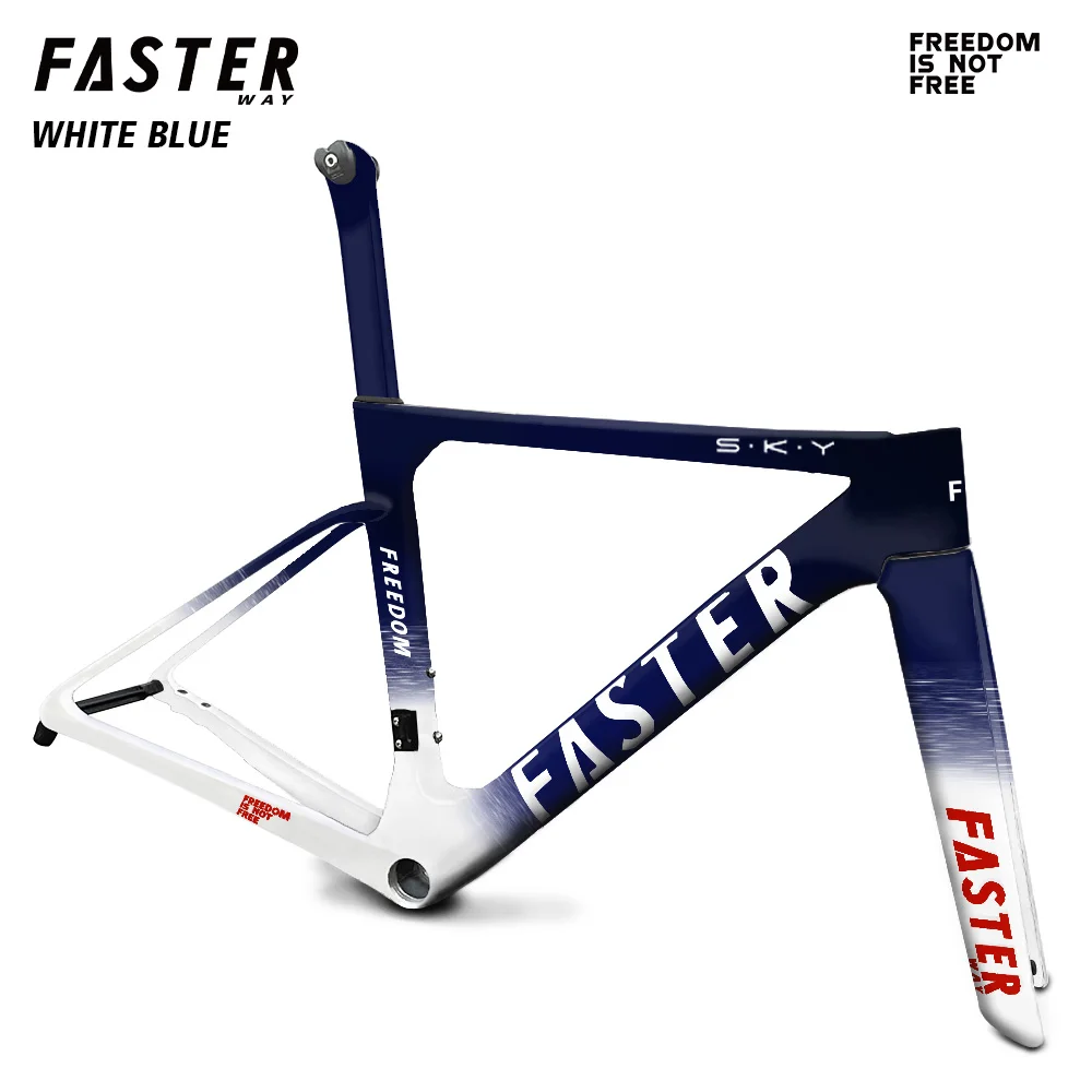 

2026 Картина FASTERWAY Freedom Rain Frameset Карбоновая дорожная рама велосипеда с вилкой, зажим для подседельного штыря, гарнитура, руль 32C, дисковый тормоз