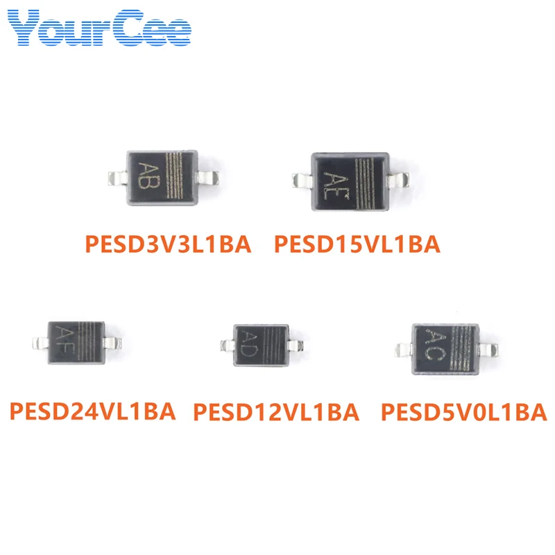 50PCS PESD5V0L1BA PESD24VL1BA PESD15VL1BA PESD12VL1BA PESD3V3L1BA SOD-323 ESD Anti-static Diode Protection Chip