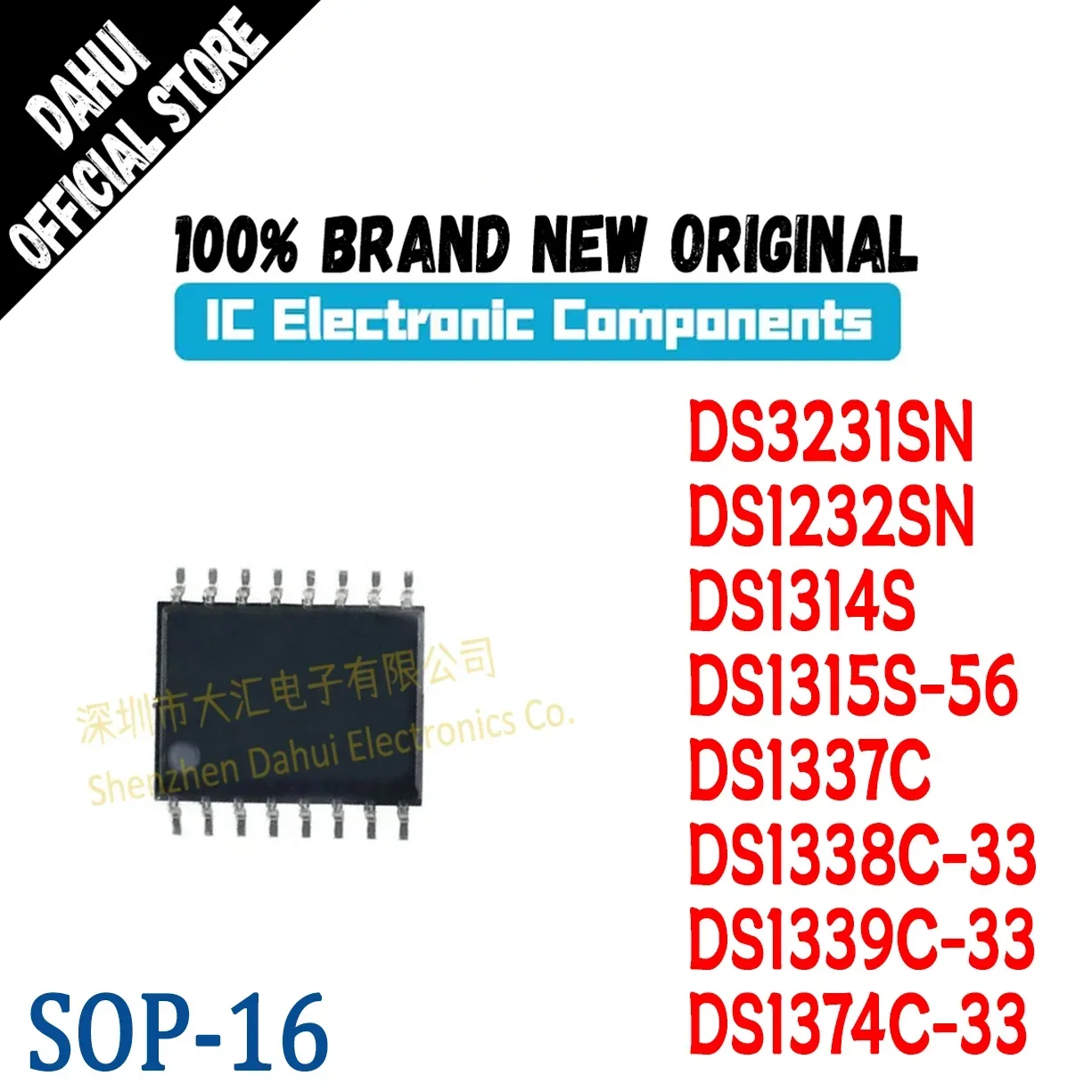 

(1Piece) 100% New DS3231SN DS1232SN DS1314S DS1315S-56 DS1337C DS1338C-33 DS1339C-33 DS1374C-33 Real-time Module IC Chip SOP-16