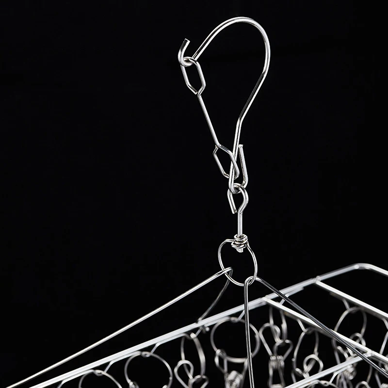 Sock Drying Rack With 40 Clips Stainless Steel Sock Hanging Rack Swivel Wind-proof Laundry Hanger Bra Towel Sock Clothespin