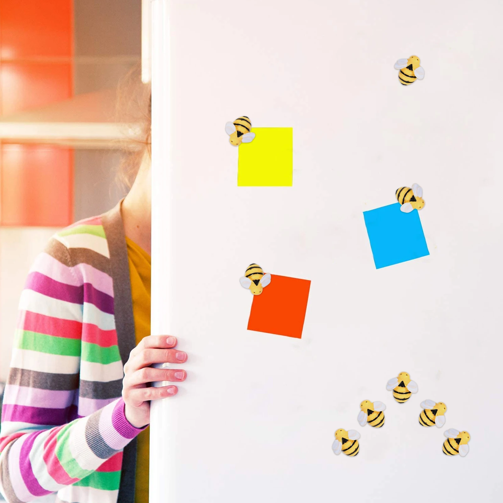 

20 Pcs Yellow Bees Fridge Magnets Refrigerator Stickers Decoration Mini Magnet Decals Kids Design Photos Notification Storage