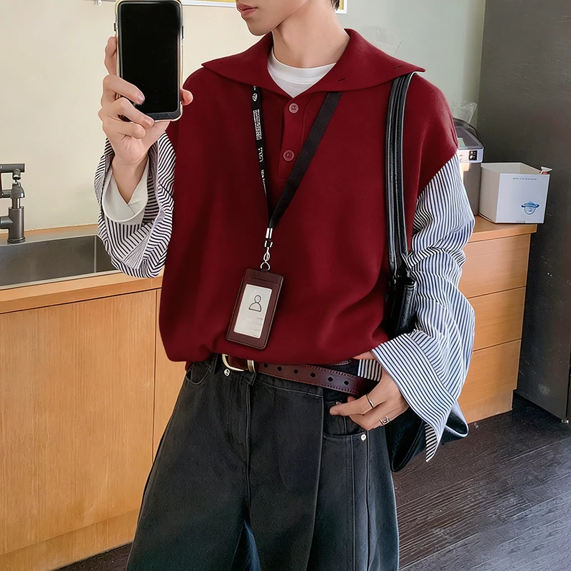 Incerun camisa masculina listrada retalhos lapela manga longa casual roupas masculinas streetwear estilo coreano moda topos camisas masculinas S-5XL