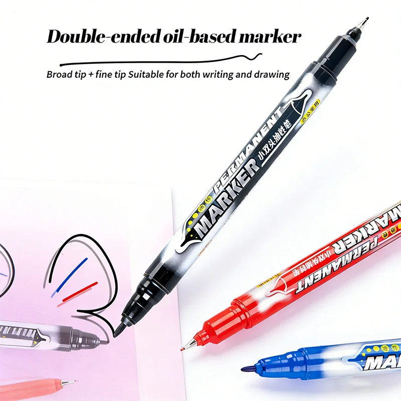 Truecolor  Dual Tip Permanent Markers 12 Pack Fine And Broad Tips Smooth Writing Ideal for Drawing And Marking Office Essentials