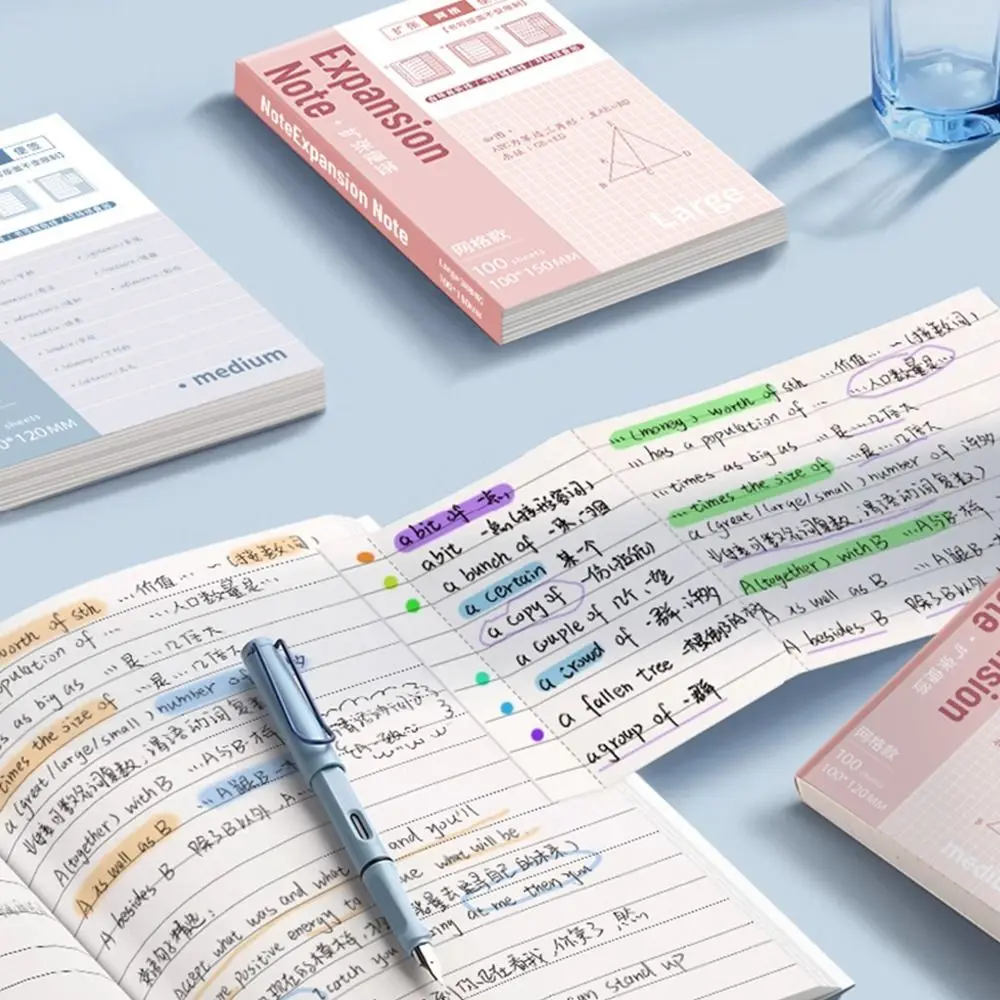 100PCS/Set Self-Adhesive Expansion Sticky Notes Extensible Sticky Memo Pads Tearable Sticky Labels Sticker Students