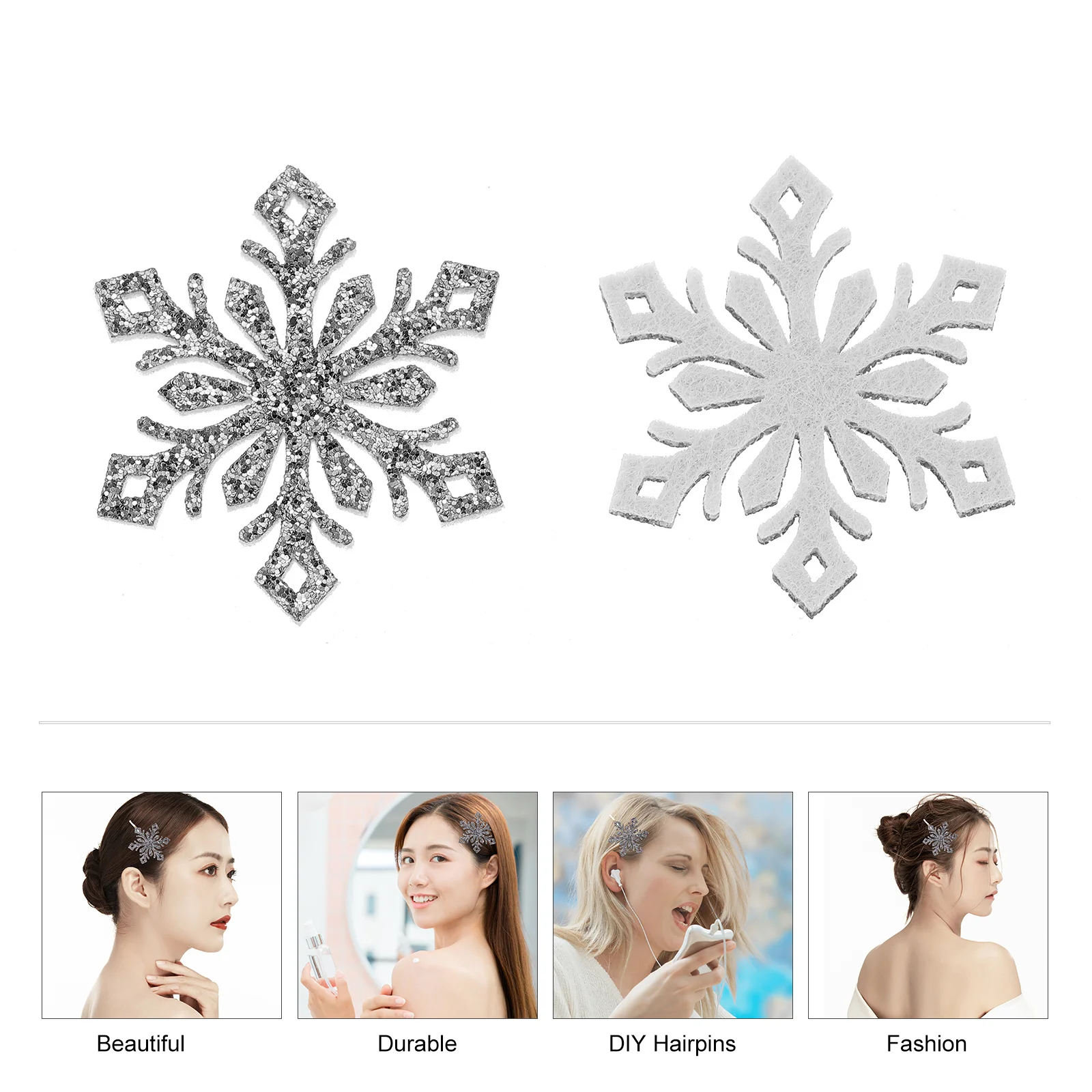 30 Pcs Material DIY Decorative Snowflakes Child Rhinestone Bobby Pins Hair Clips Accessories Gold Powder Cloth Hairpin Patches