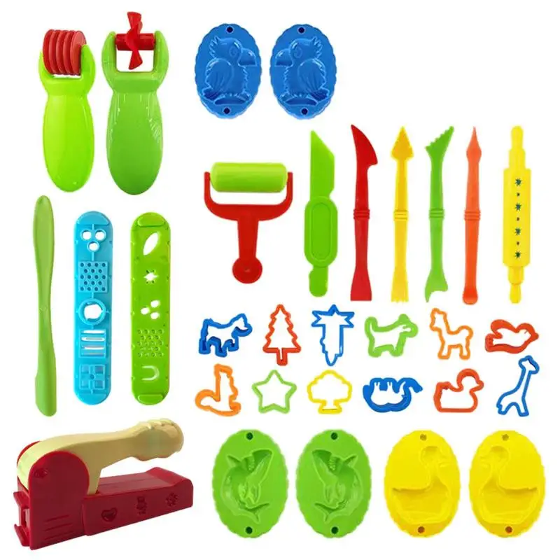 Dough Toy Set 3D Plasticine Tool Set DIY Dough Model Tool Clay Cutters Molds Deluxe Set Learning Educational Toys For Kids