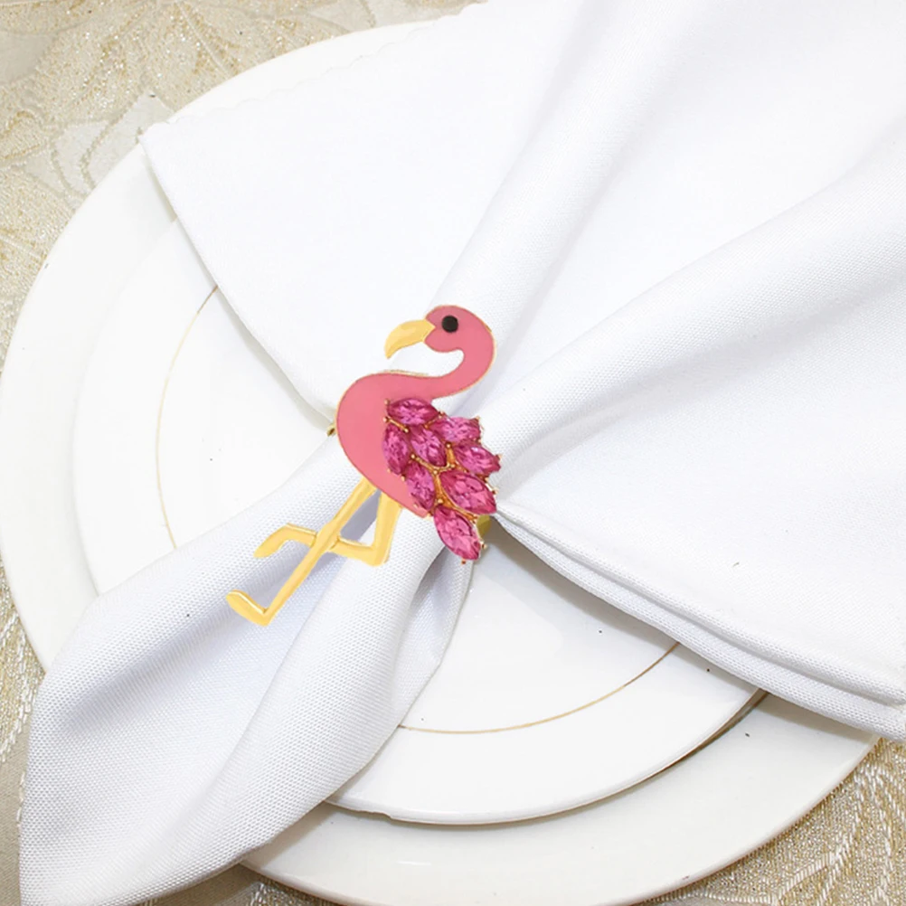

4Pcs Flamingo Napkin Rings Alloy Animal Design Table Decor for Wedding Party Gatherings Creative Metal Napkin Holders