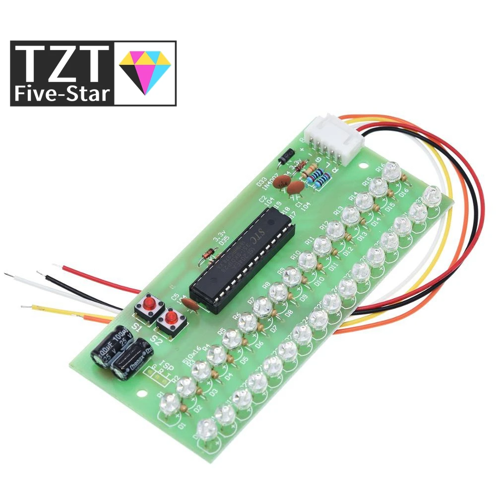 MCU Adjustable Display Pattern LED VU Meter Level Indicator Amplifier Audio 16 LED Dual Channel Green lamp light DC 8V to 12V