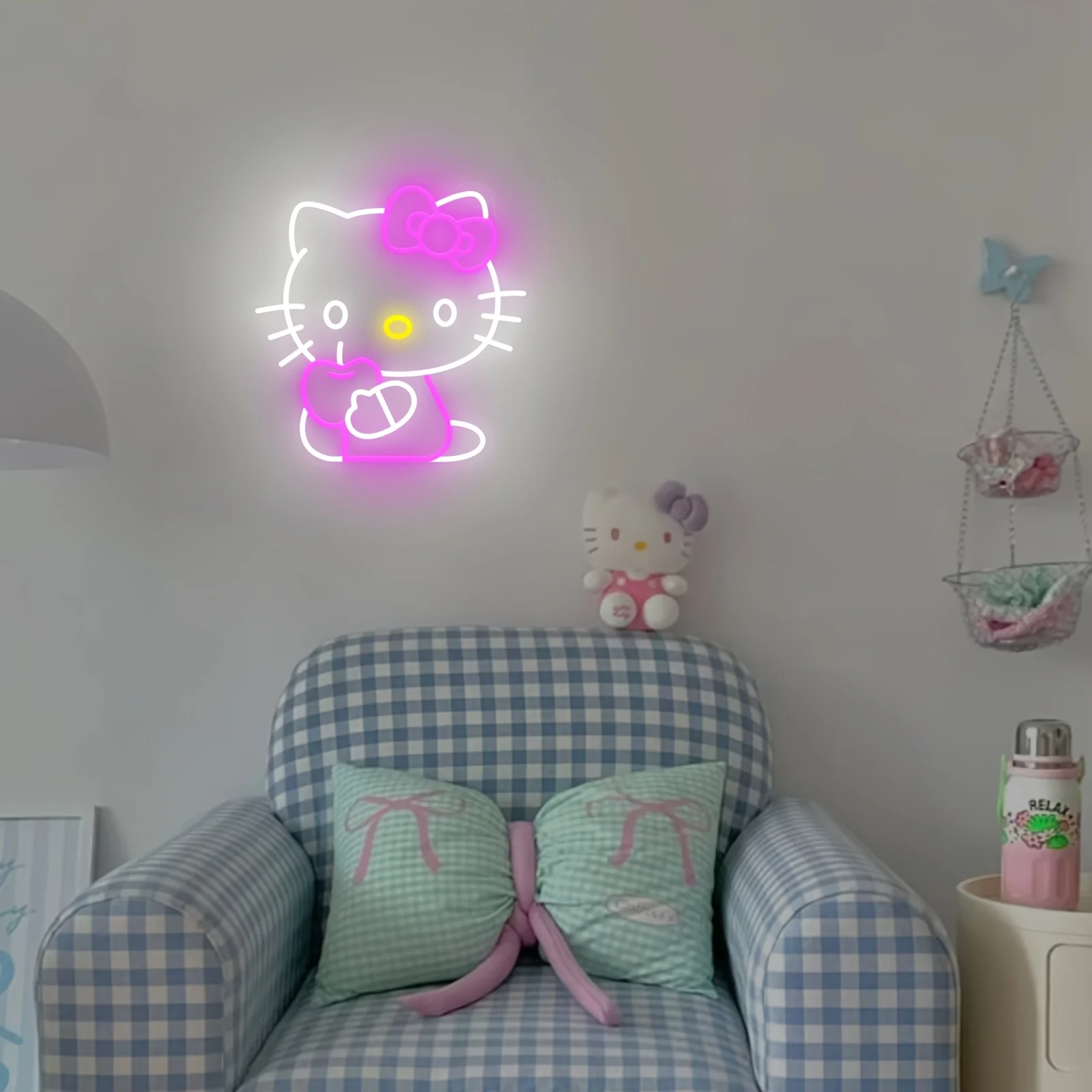 Hello Kitty LED Neon Sign Light Dimmable USB Powered Night Light Sanrio Lamp for Bedroom Birthday Party Decor Gift for Girls