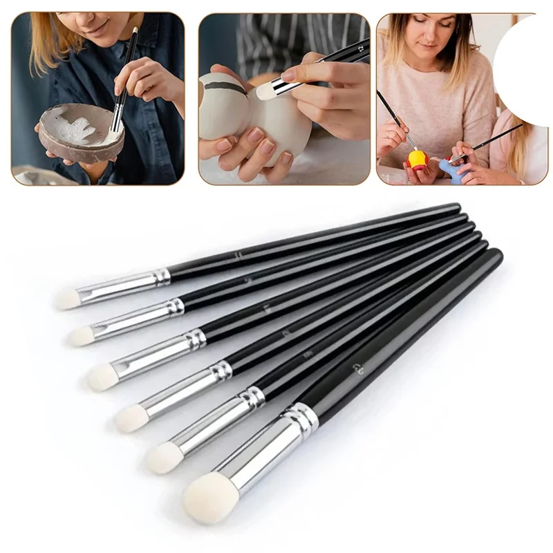 3-6Pcs Painting Drybrush Miniature Brush Set Goat Hair Domed Drybrush Kit For Scale Models Enamel Figurines Craft Painting Set