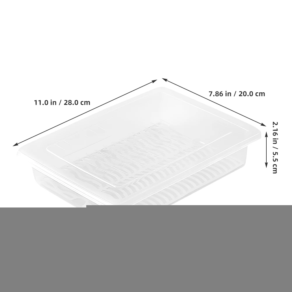 

2Pcs Rectangle Food Storage Containers Airtight Kitchen PP Boxes with Lid for Fridge Drain Plate Fruit Keeper Vegetables Seafood