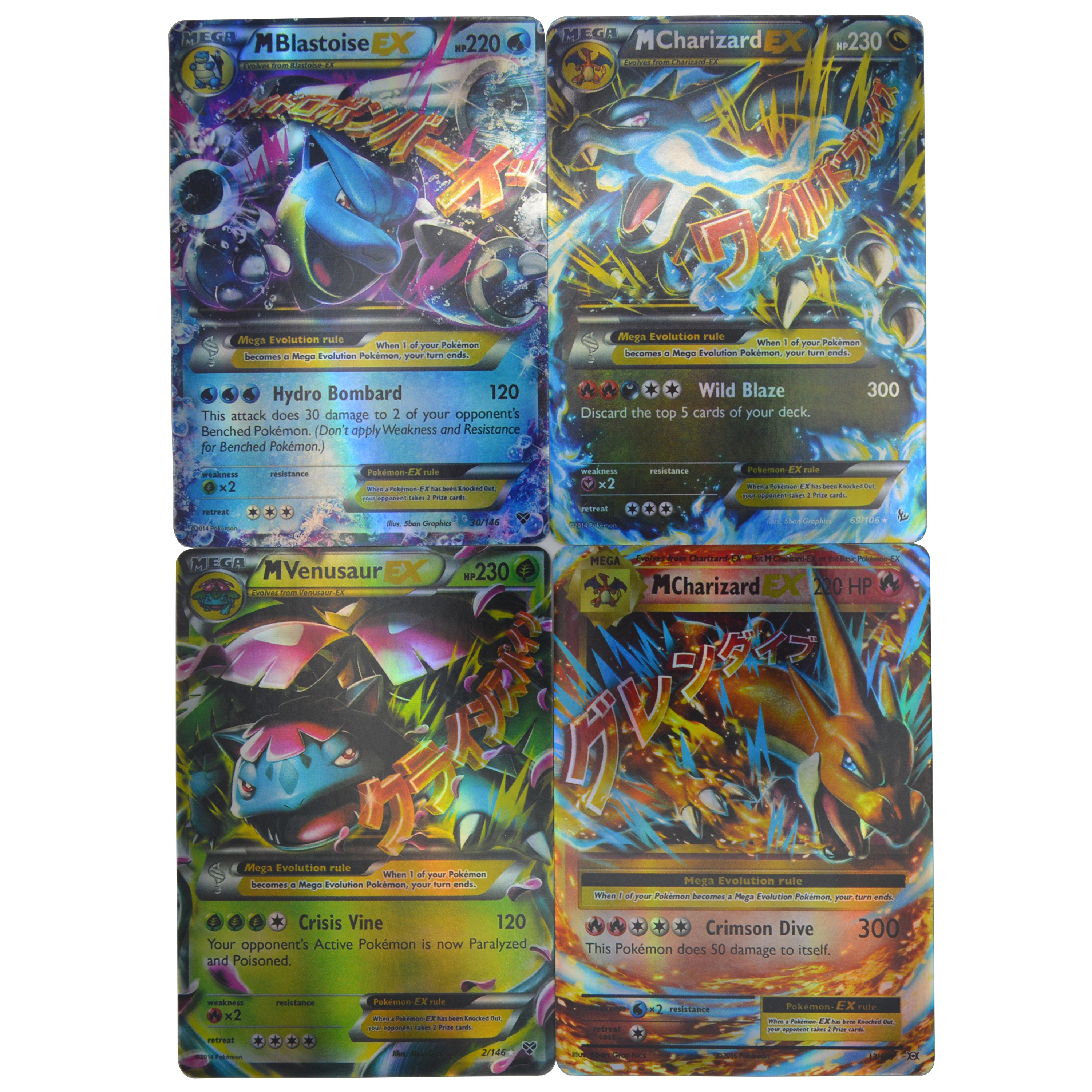 Cartas de Pokémon GX MEGA EX para niños, juego de cartas de escenario básico brillante, caja de refuerzo de colección, 100, piezas