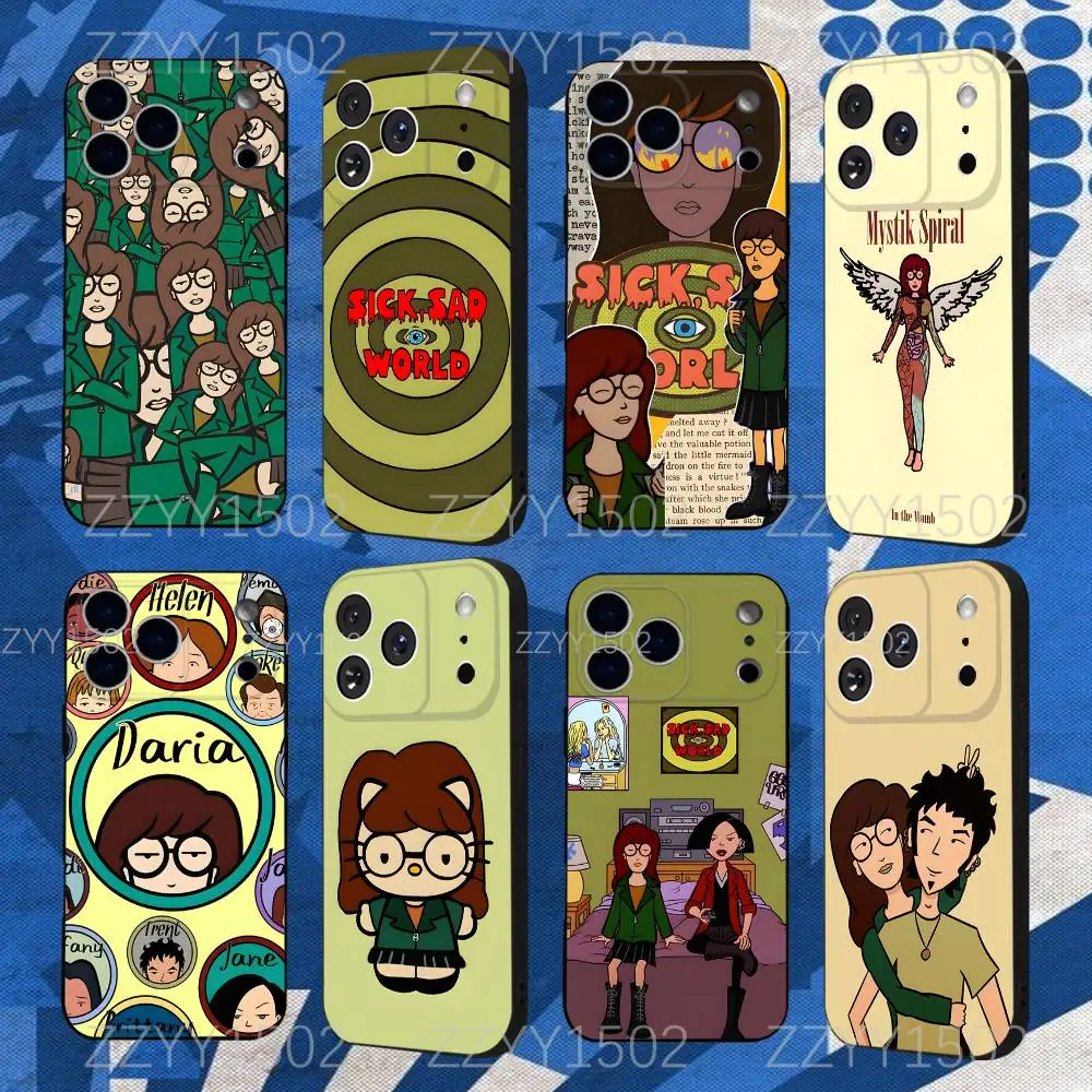 

Cartoon D-Daria Phone Case For iPhone 17,16,15,14,13,12,Pro,Max,Plus,E,SE4,Air,Mini Black Funda Shell