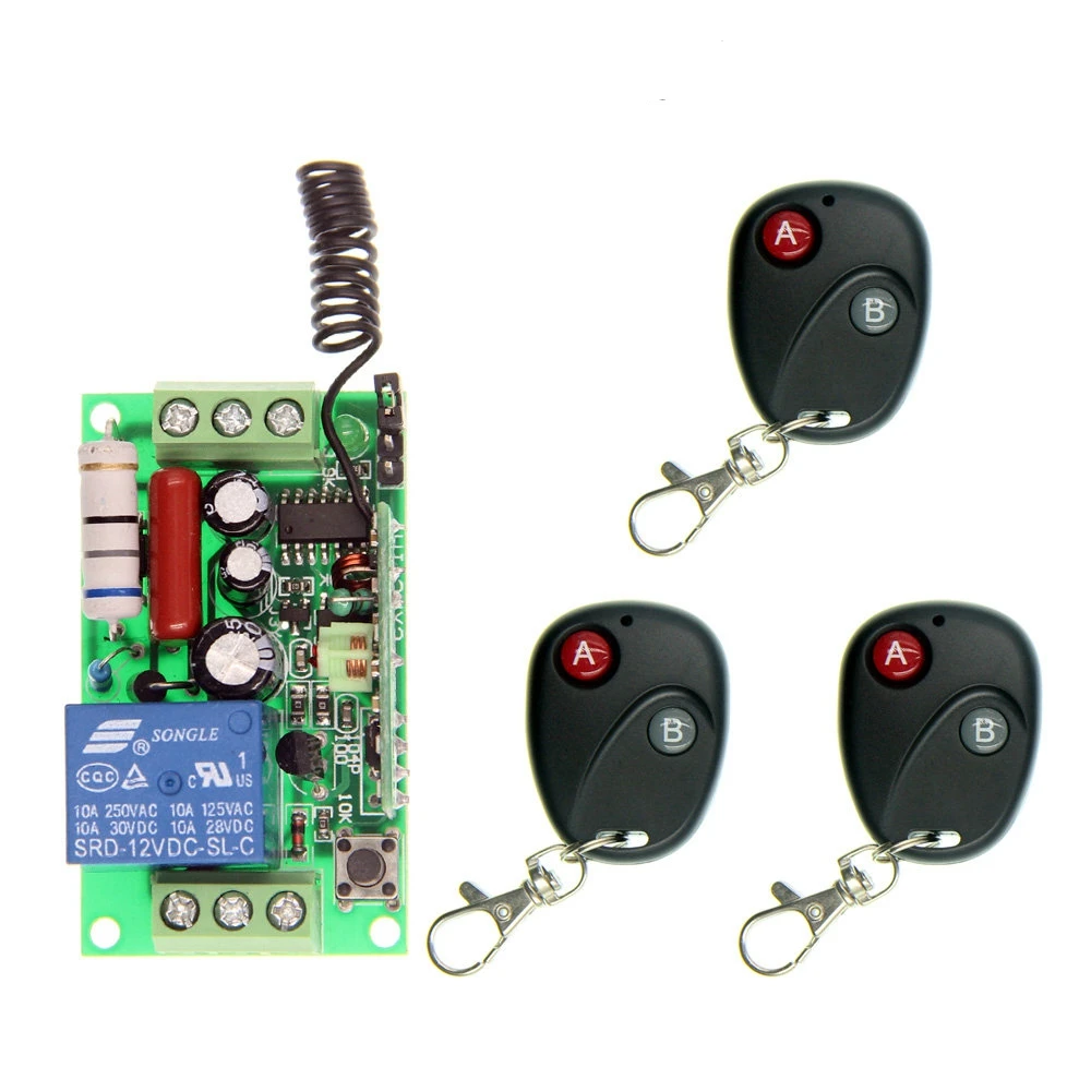 

AC 220V 110V 1 CH 1CH RF Wireless Remote Control LED Light Strips Switch System,Transmitter + Receiver,Latched 315/433 MHz