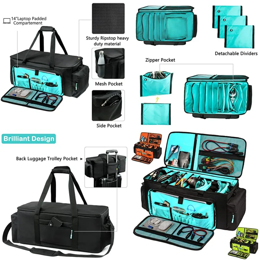 

MYBAGZING Dj Cable Bag-24 Large Dj Cable File Bag-Dj Cabel Organizer Case-Travel Gig Bag-DJ Gear Bag for Dj Accessories-Dj Equi