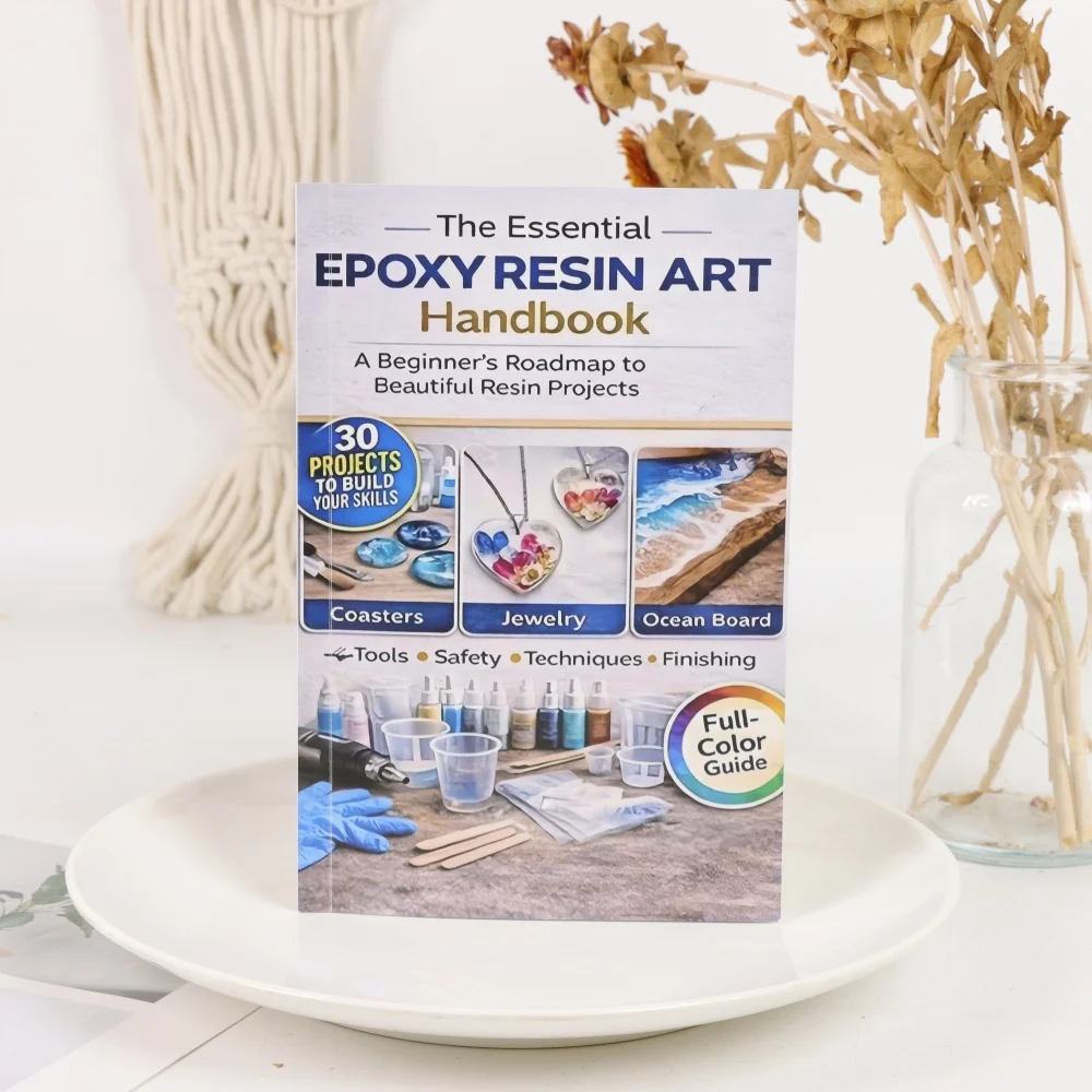 Epoxy Resin Art Handbook, 30 DIY Resin Projects Beginner Guide, 14x21cm Resin Craft Book with Coasters Jewelry Ocean Board, Tool