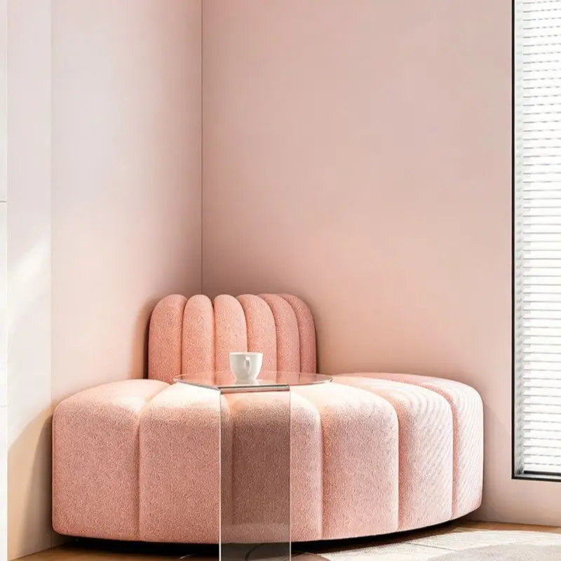 French cream wind small apartment bedroom corner, living room corner module sofa corner fabric leisure lazy sofa