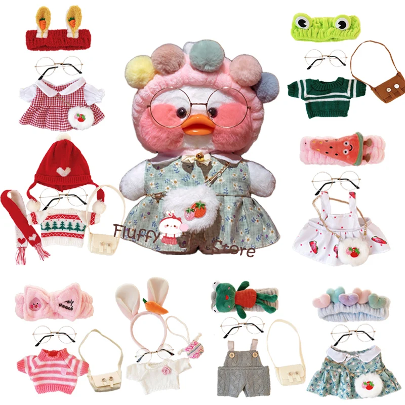 1 set di accessori per bambole adatti 30 cm LaLafanfan Cafe Duck giocattoli di peluche vestiti maglione vestito fascia per capelli borsa vestito regalo per bambini ragazze