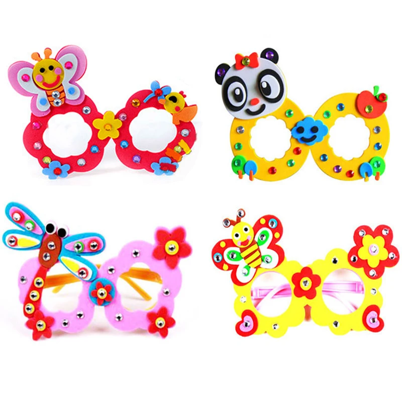 Dzieci dzieci okulary DIY Cute Cartoon Animal Eva rzemiosło artystyczne 5D diament okulary naklejki gry zabawki edukacyjne prezenty