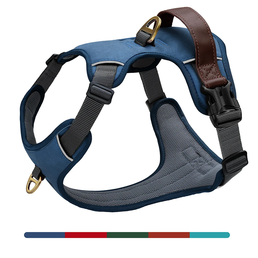 Vintage-Hundegeschirr, langlebiges PU-Leder, Hundegeschirre, atmungsaktive Haustierweste mit Kontrollgriff, Retro für kleine, mittelgroße und große Hunde – Detail 7