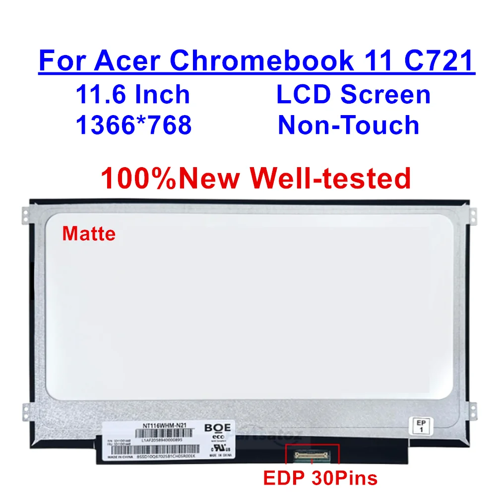 

KL.0C721.SV1 для ноутбука Acer Chromebook 11 C721, матовый ЖК-дисплей со светодиодной панелью для ноутбука, несенсорный EDP, 30 контактов