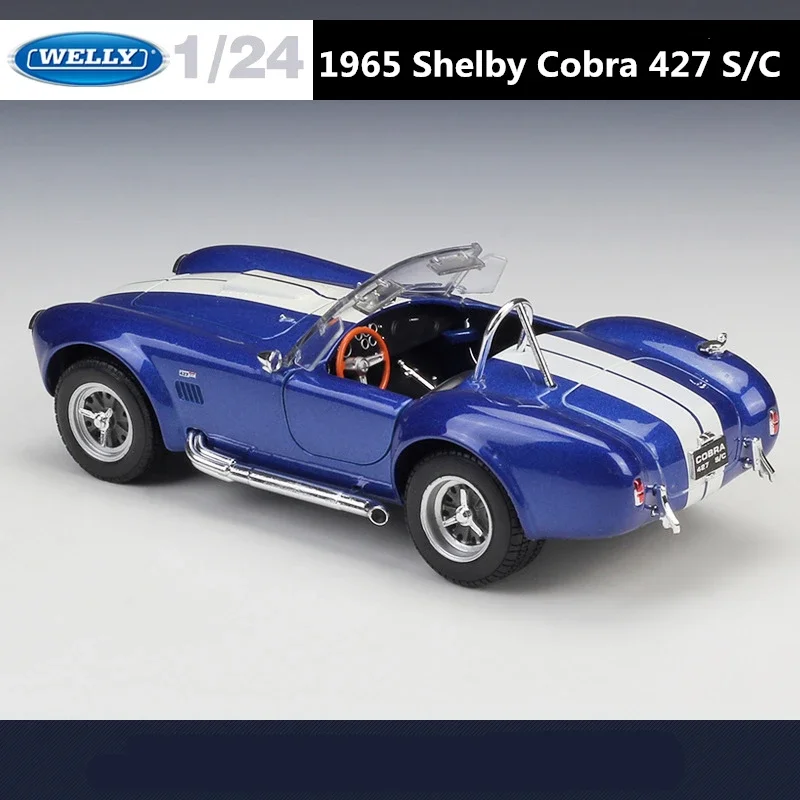 WELLY 1:24 1965 Shelby Cobra 427 S/C Alloy Sports Car Model Diecast Metal Toy Classic Car Model Simulation Collection Kids Gifts