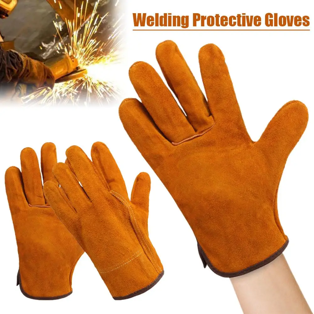 Men Work Gloves Soft Cowhide Driver Hunting Driving Farm Garden Welding Security Protection Safety Mechanic Glove