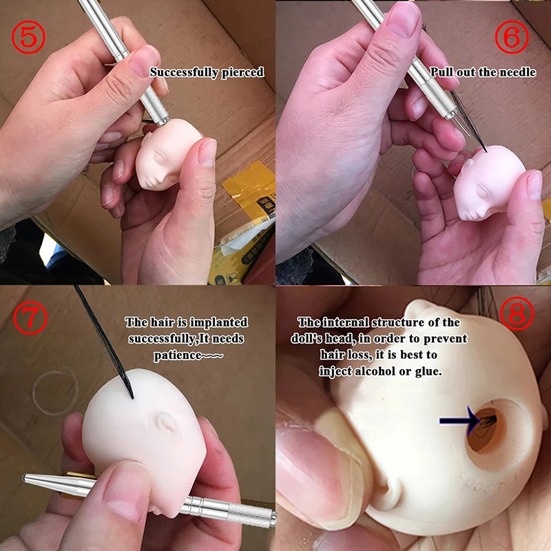 1 세트 0.8mm 재생 루팅 바늘 인형 헤어 재생 바늘 키트 재도색 헤어 루팅 도구 가발 제작 용품 액세서리 세트