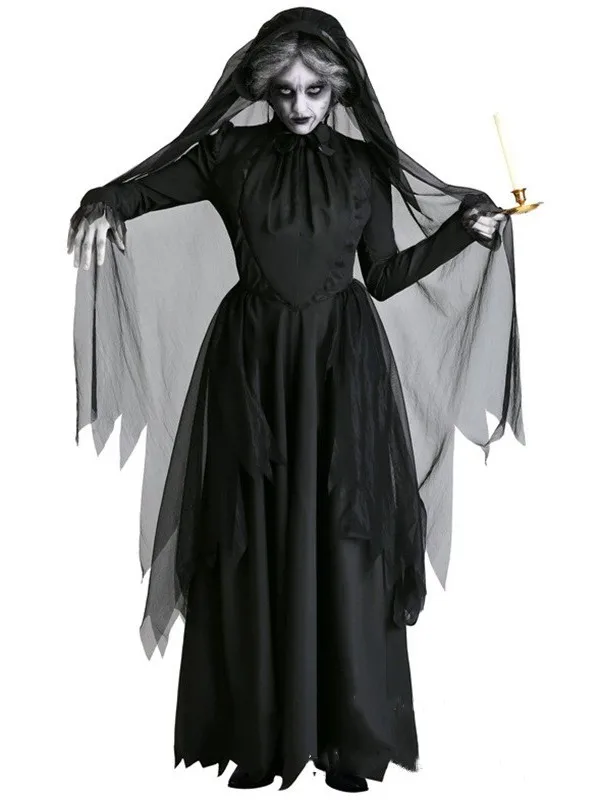 loween Costume Ghost Bride Witch  Cosplay Cape Women's Traditional Ethnic Stage Performance Clothing