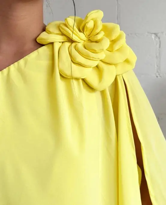 Women Dresses New Style Fashion Women's One Shoulder Sleeveless 3D Flower Decor Mini Dress Female Casual A Line Vacation Dress