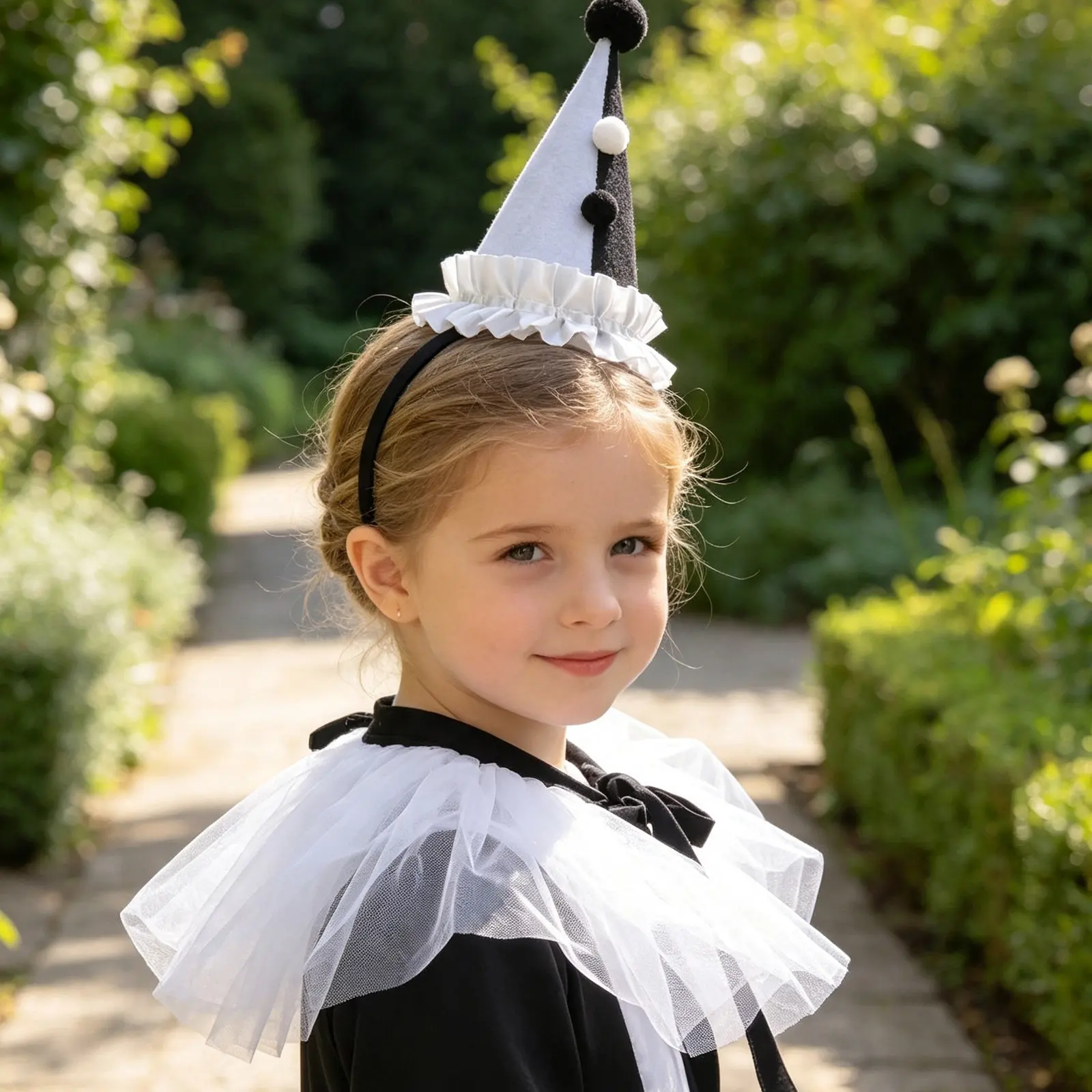 Clown Cone Hat Circus Party Headbands Black White Clown Collar Costume Props Carnival Clown Circus Party Dress Up Accessory