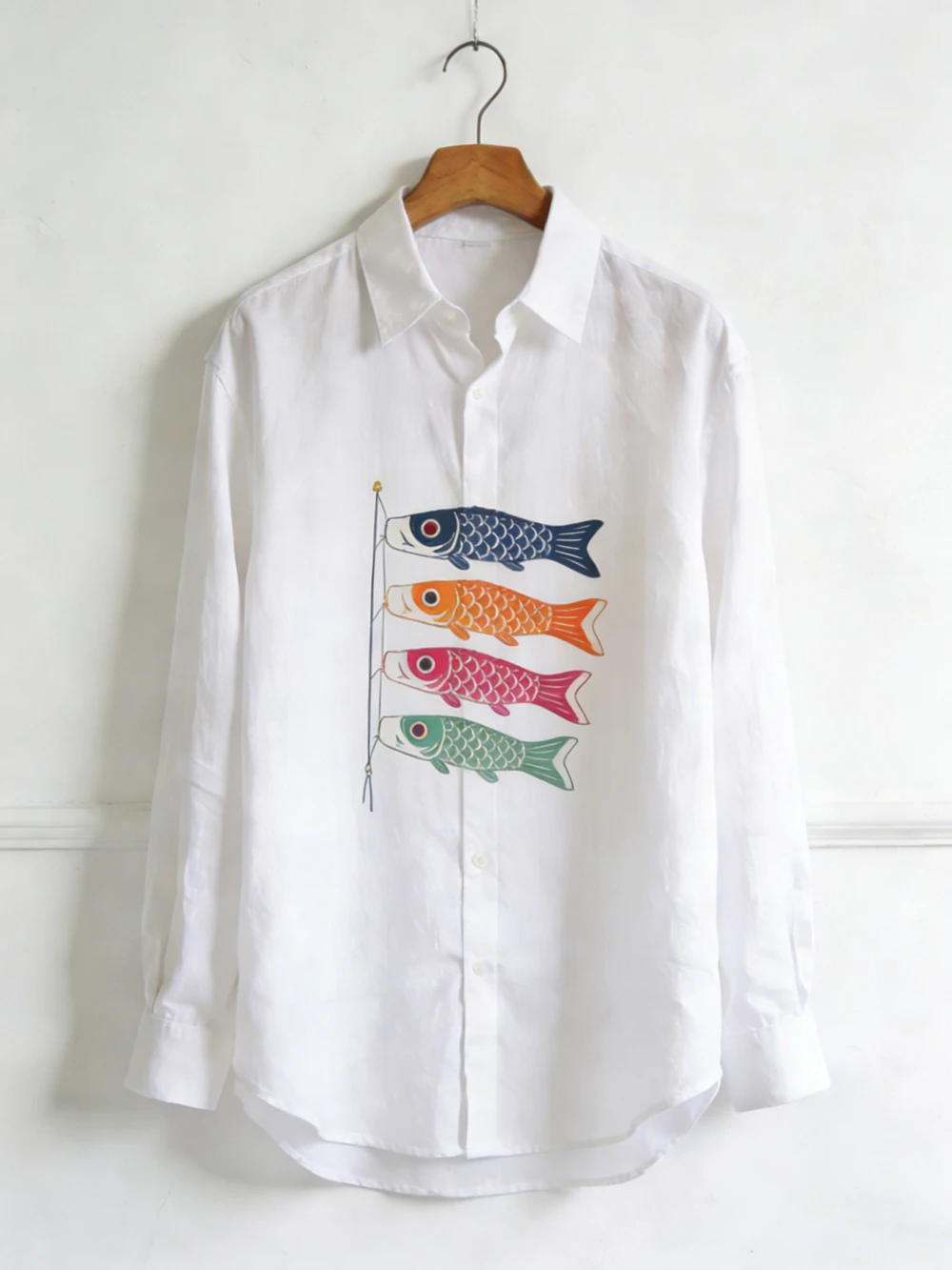 

Men's Simple Fashion Long Sleeve White Shirt Fuji Mountain Scenery High Definition Printed Shirt Hawaiian Social Men's Clothing