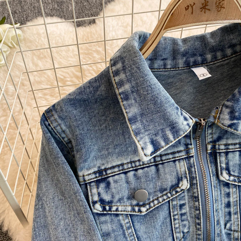 Vestido vaquero de manga larga Retro europeo americano 2025 nueva camisa con cremallera para mujer Vestidos cortos moda Laple Vestidos versátiles