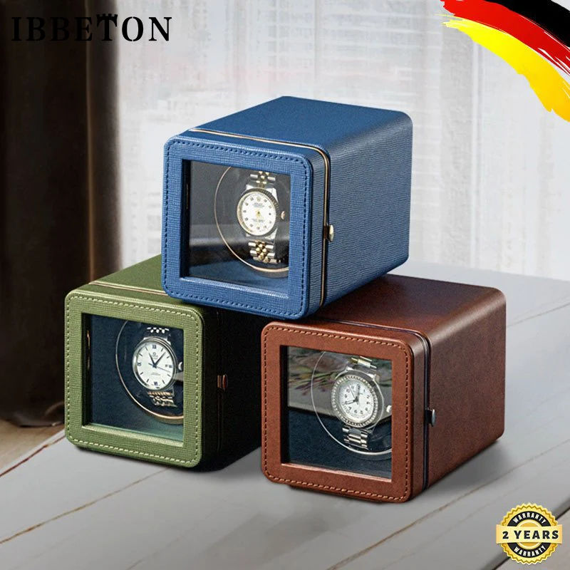 Spot Goods Luxury Gift Brand Mini Watch Winding Box High-end Single Slot Automatic Watch Box with 5 Speed Adjustable with Lights